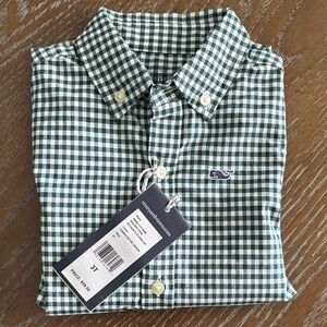Vineyard Vines Green Gingham Button-Down Shirt -
